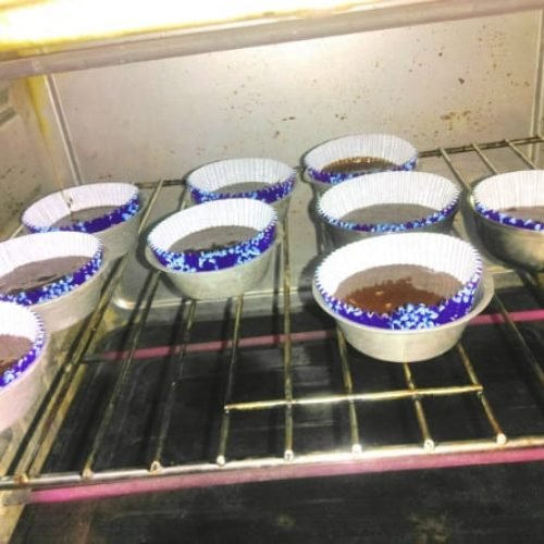 Eggless Chocolate Cupcake baking process
