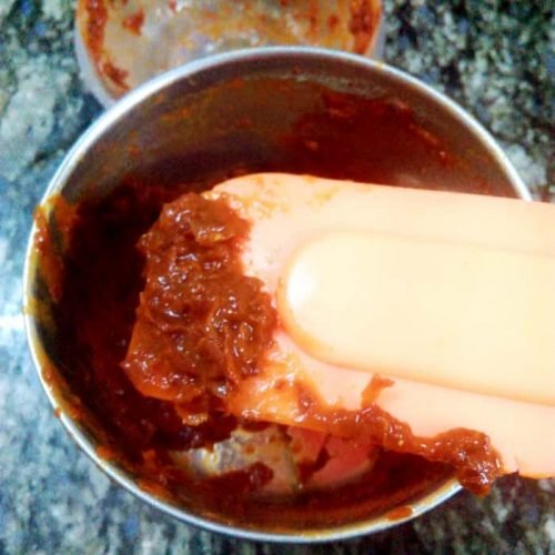Schezwan Sauce cooking process